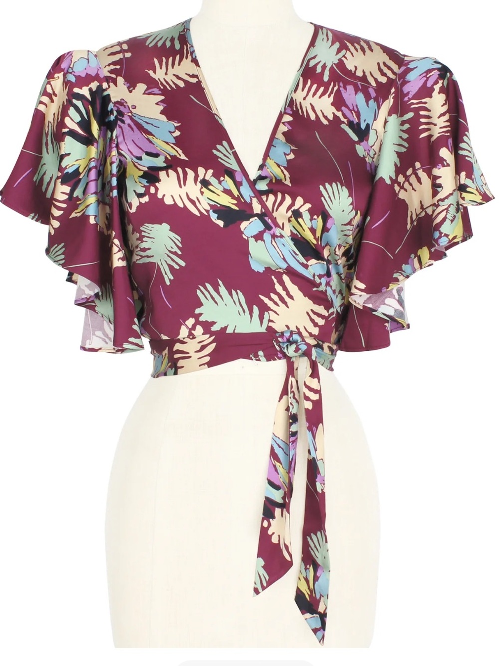 Trashy diva Ziggy Wrap Crop Top Tropical Print Pop Colors Beach Travel Resort